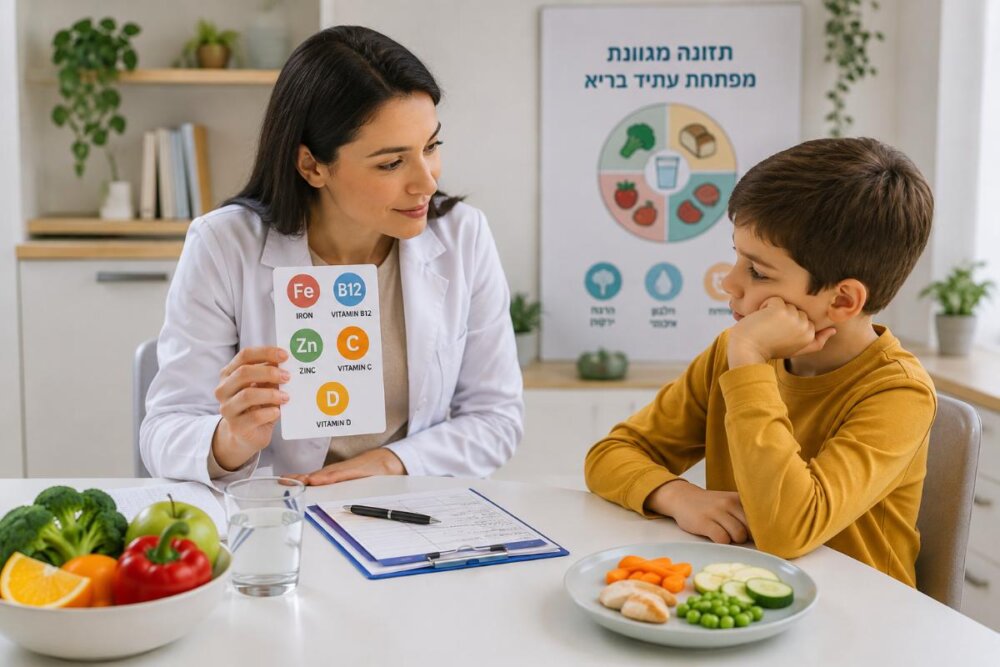 ילד קטן מביט בצלחת אוכל ומסרב לאכול ירקות